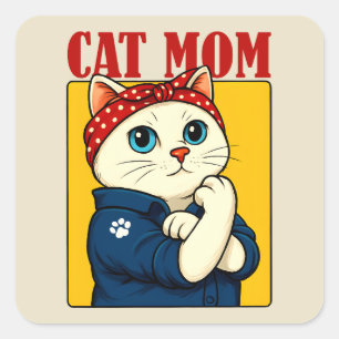 Cat Mom Mothers Day Square Sticker