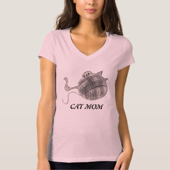 Cat Mom Naughty Kitten Yarn Ball T-shirt Gift by EDDESIGNS at Zazzle