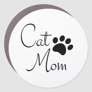 Cat Mom Paw Print Saying Car Magnet