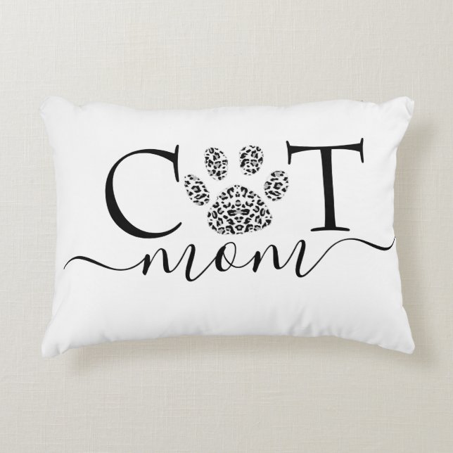 Cat Mom pawprint  Accent Pillow (Front)