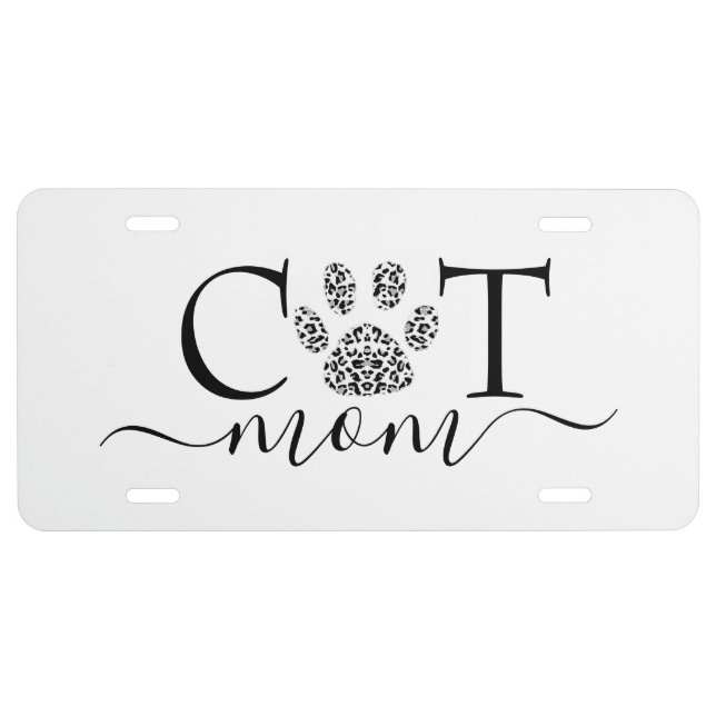 Cat Mom pawprint  License Plate (Front)