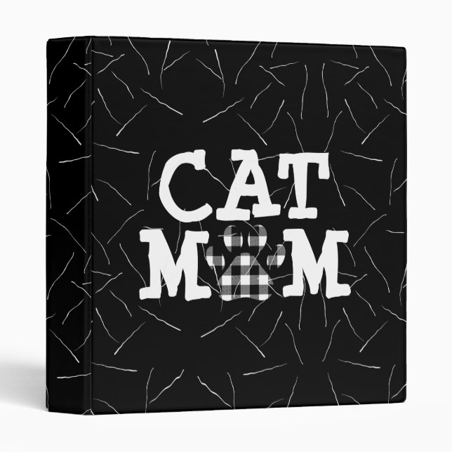 Cat Mom Pawprint with Cat Hair  3 Ring Binder (Front/Spine)