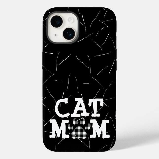 Cat Mom Pawprint with Cat Hair Case-Mate iPhone Case (Back)