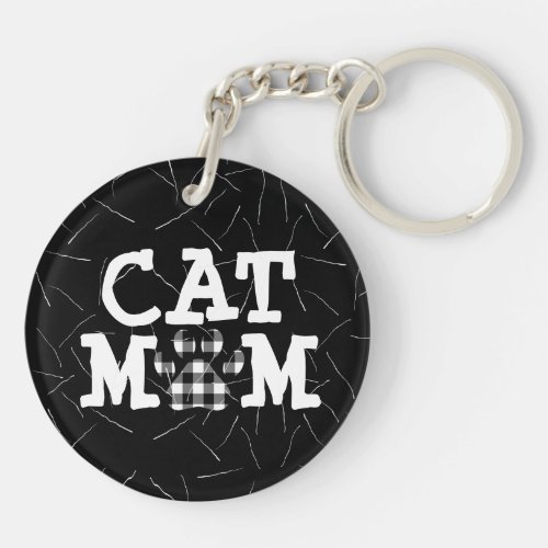 Cat Mom Pawprint with Cat Hair Keychain