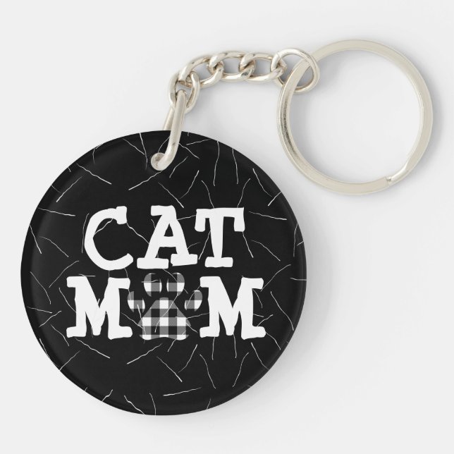 Cat Mom Pawprint with Cat Hair Keychain (Back)