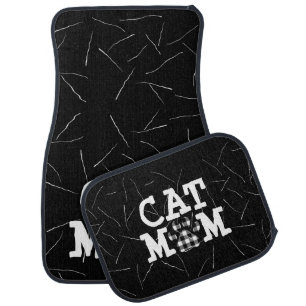 Cat Mom Pawprint with Cat Hairs Car Floor Mat