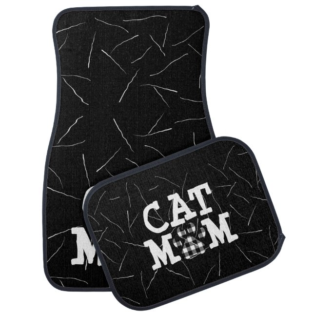 Cat Mom Pawprint with Cat Hairs  Car Floor Mat (Set)