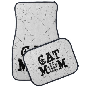 Cat Mom Pawprint with Cat Hairs Car Floor Mat