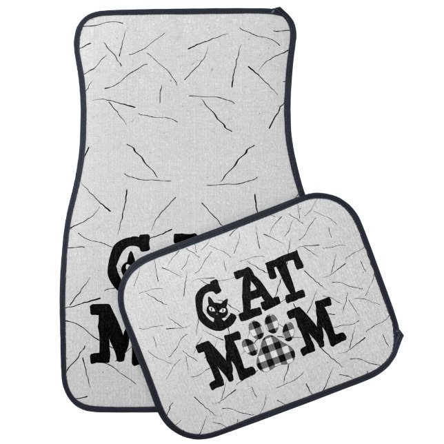 Cat Mom Pawprint with Cat Hairs Car Floor Mat (Set)