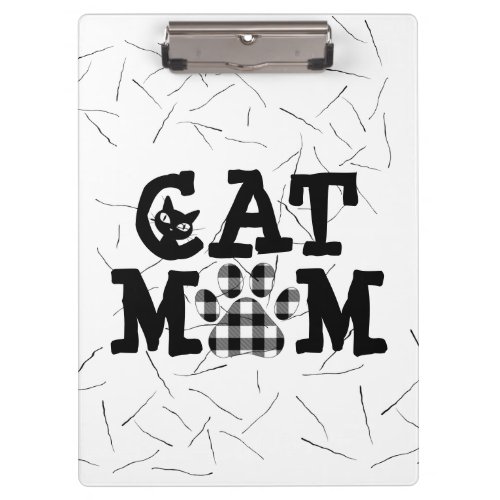 Cat Mom Pawprint with Cat Hairs  Clipboard