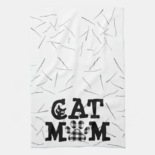 Cat Mom Pawprint with Cat Hairs Kitchen Towel