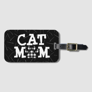 Cat Mom Pawprint with Cat Hairs Luggage Tag