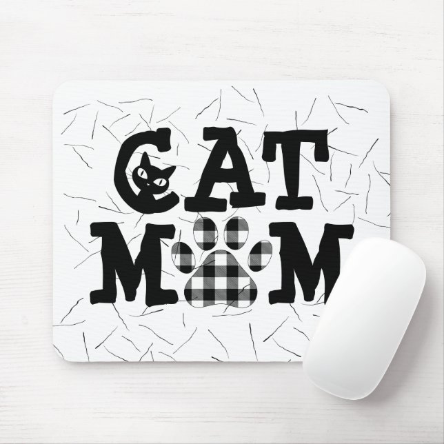 Cat Mom Pawprint with Cat Hairs  Mouse Pad (With Mouse)