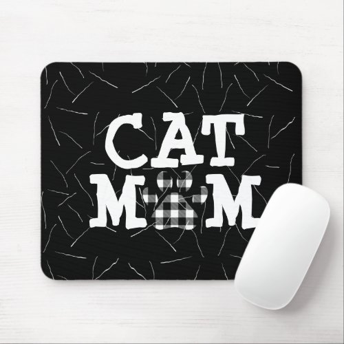 Cat Mom Pawprint with Cat Hairs  Mouse Pad