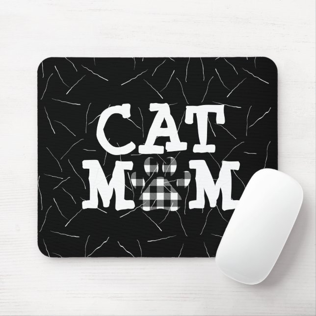Cat Mom Pawprint with Cat Hairs  Mouse Pad (With Mouse)