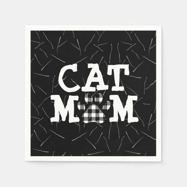 Cat Mom Pawprint with Cat Hairs Napkins (Front)