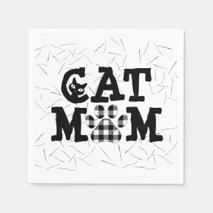 Cat Mom Pawprint with Cat Hairs Napkins