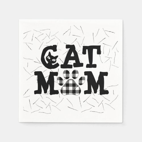 Cat Mom Pawprint with Cat Hairs   Napkins