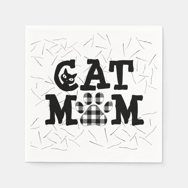 Cat Mom Pawprint with Cat Hairs   Napkins (Front)