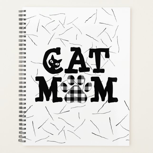 Cat Mom Pawprint with Cat Hairs  Planner (Front)