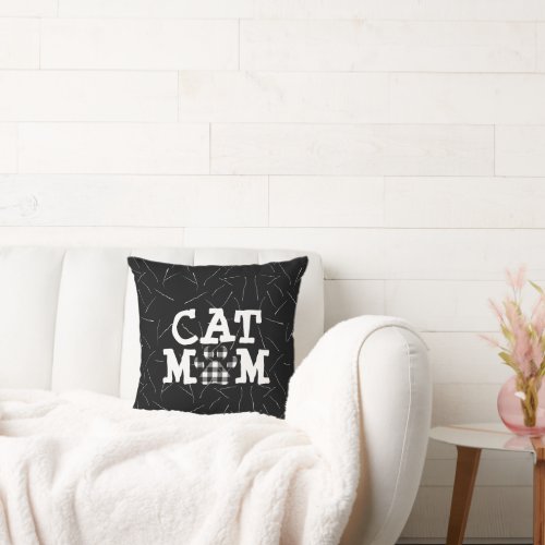 Cat Mom Pawprint with Cat Hairs   Throw Pillow