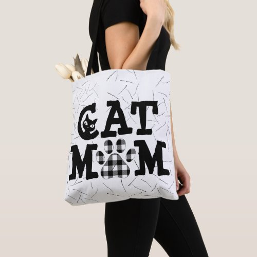 Cat Mom Pawprint with Cat Hairs   Tote Bag