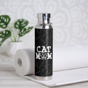 Cat Mom Pawprint with Cat Hairs   Water Bottle