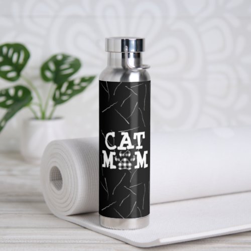 Cat Mom Pawprint with Cat Hairs   Water Bottle
