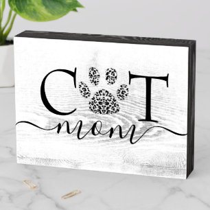Cat Mom pawprint  Wooden Box Sign