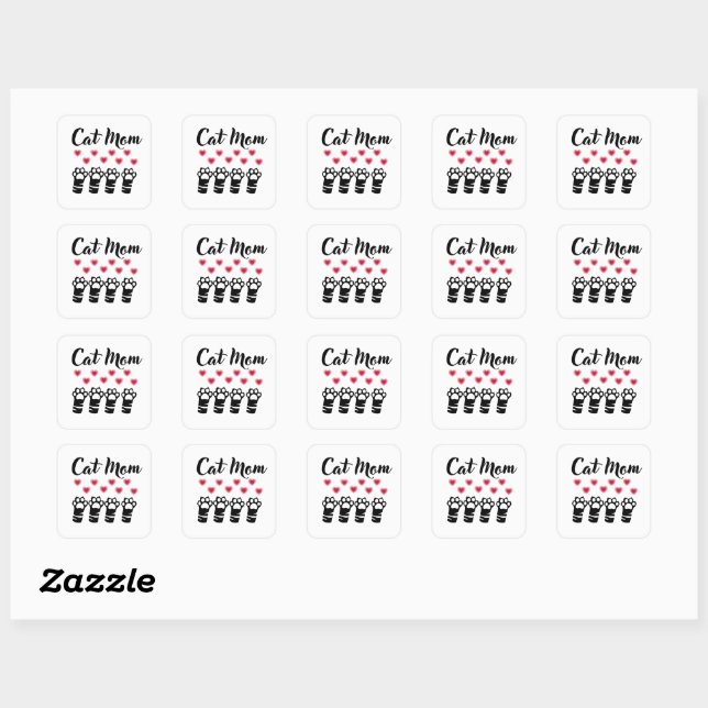 Cat Mom Paws Square Sticker (Sheet)