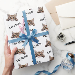 Cat Mom Peeking LaPerm Repeating Pattern Wrapping Paper