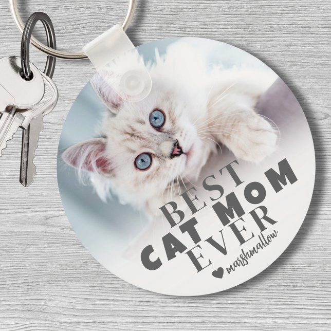 Cat Mom Personalized Pet Photo Keychain (Cat Mom Personalized Pet Photo Keychain)