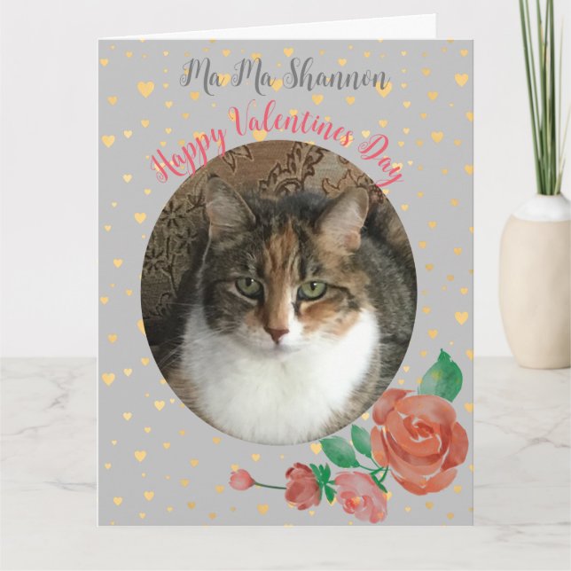 Cat Mom Personalized Valentine Surprise Card (Front)