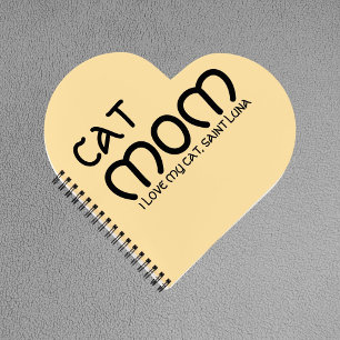 Cat Mom Pet Friends BFF Custom Black Script Beige Notebook