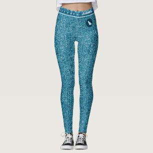 Cat Mom Pet Friends Custom Faux Denim Blue Jeans Leggings
