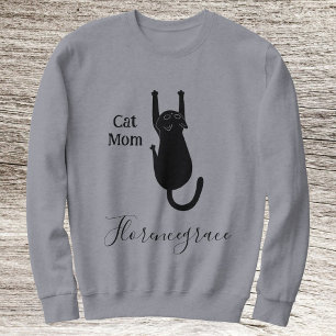 Cat Mom Pet Lover Script Name Personalized Grey Sweatshirt