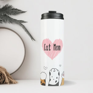 Cat Mom Pet Parent Cat Paws with Heart Tumbler