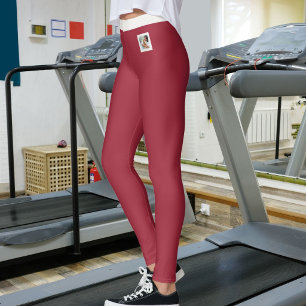 Cat Mom Pet Photo Dark Maroon Neutral Personalized Leggings