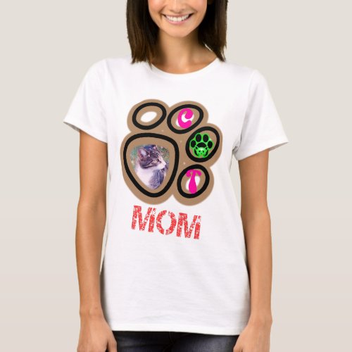 Cat Mom Photo Custom T_Shirt