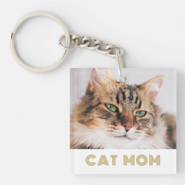 Cat Mom Photo  Keychain (Front)