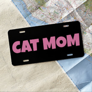 CAT MOM PINK BLACK License Plate