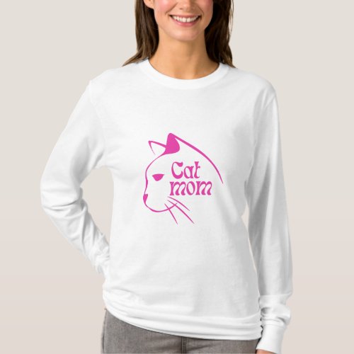 Cat Mom Pink Cat Mom Adorable Cat Mom T_Shirt