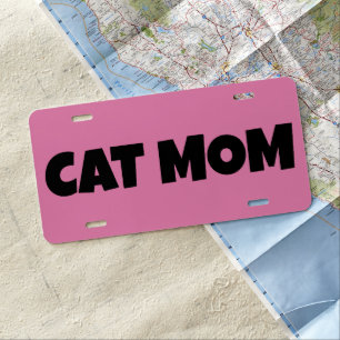 CAT MOM PINK License Plate