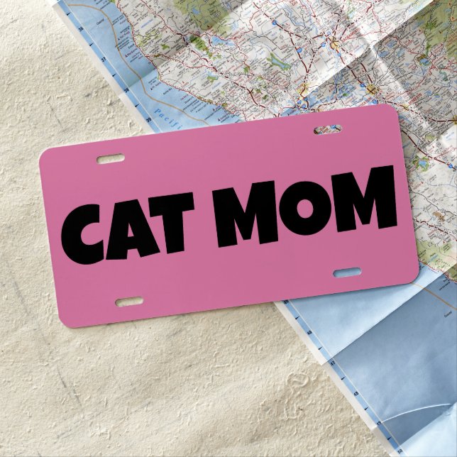 CAT MOM PINK License Plate (In Situ)
