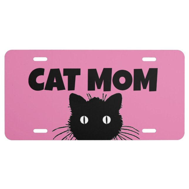 CAT MOM PINK License Plate (Front)