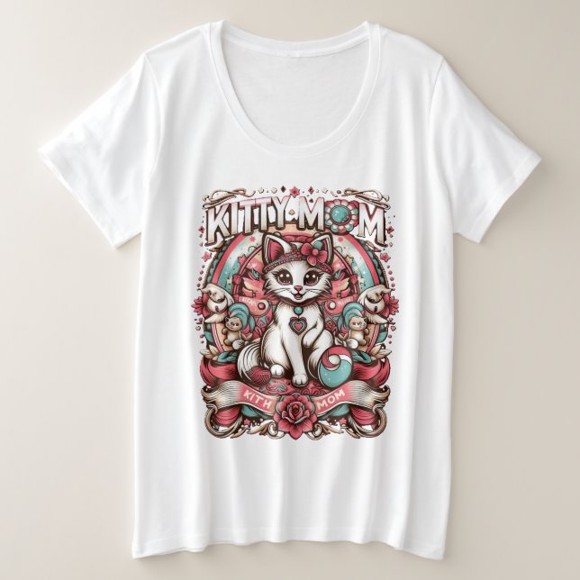 cat mom plus size T-Shirt (Design Front)