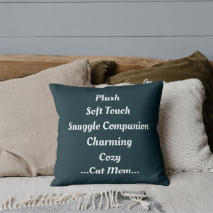 Cat Mom Plush Soft Charming Cozy Cute Funny Green Throw Pillow