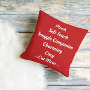 Cat Mom Plush Soft Charming Cozy Cute Funny Retro Throw Pillow