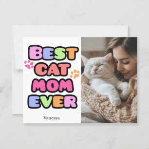 Cat Mom Postcard With Custom Photo & Bubbly Text