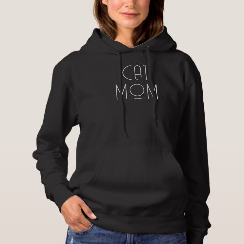 Cat Mom Pullover Black Trendy Minimalist Hoodie